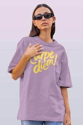 carpe diem round neck womens oversized t-shirt - lavender
