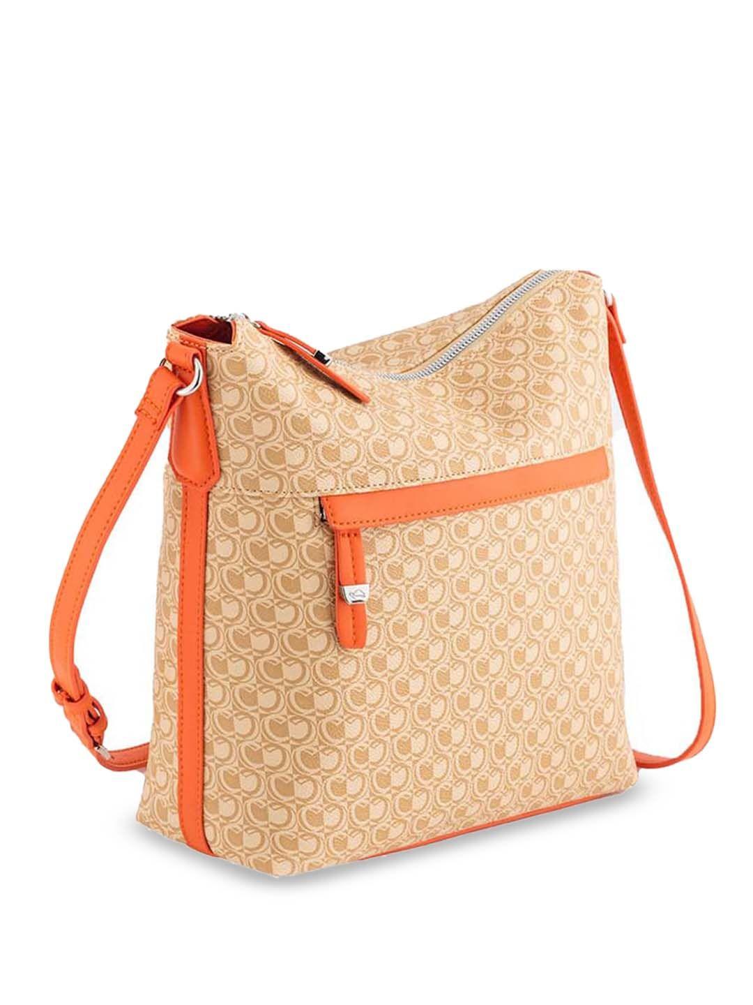 carpisa abstract printed canvas structured sling bag