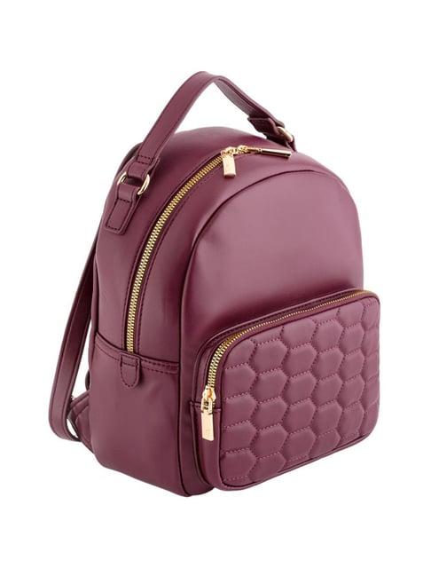 carpisa artemisia plum faux leather quilted backpack