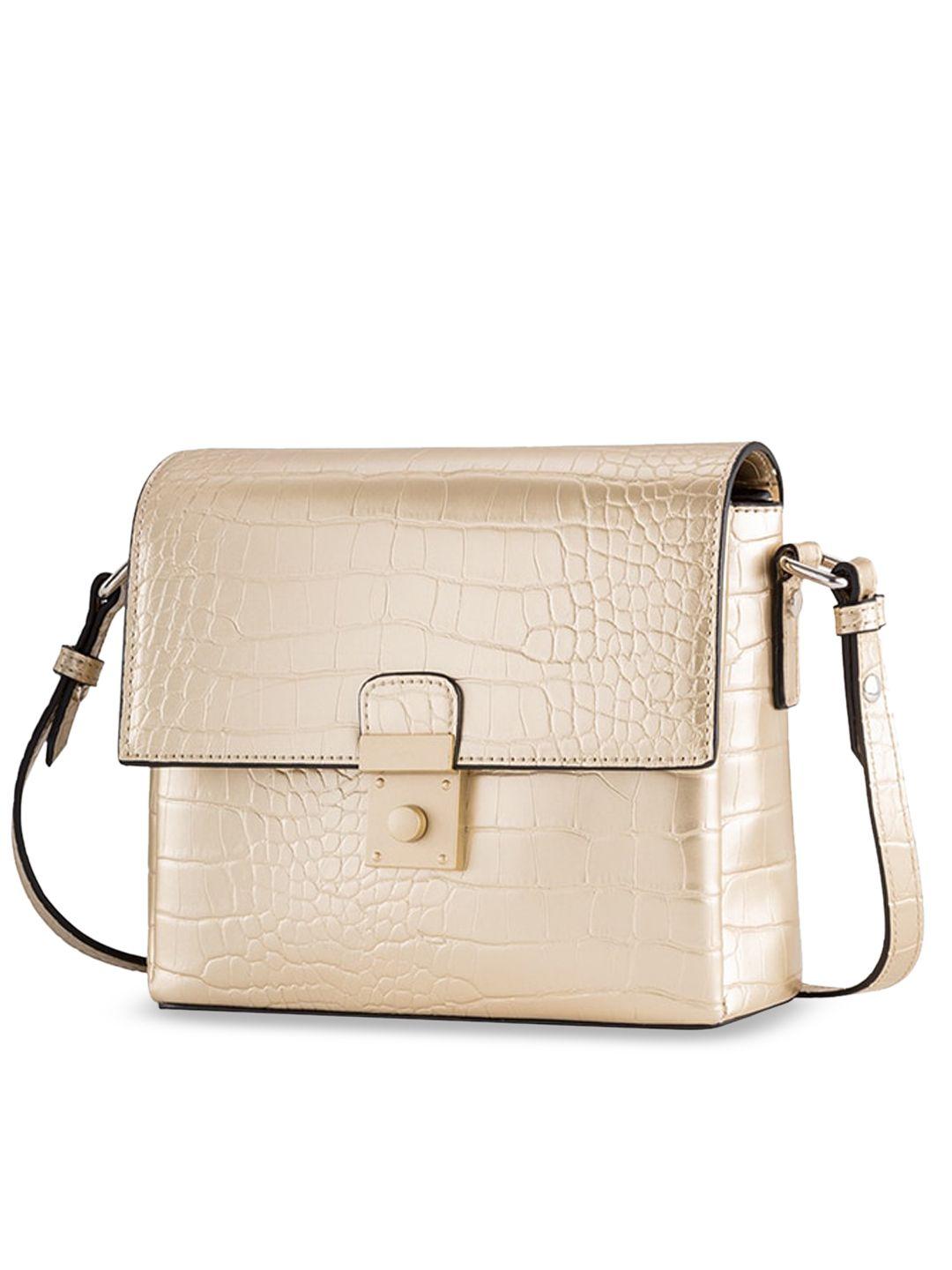 carpisa beige textured structured sling bag