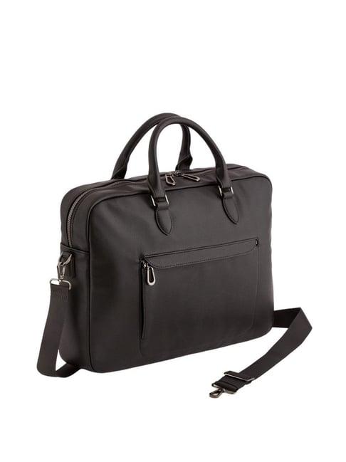 carpisa capable pro black faux leather solid laptop messenger bag