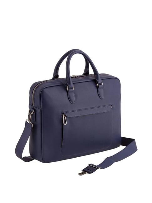 carpisa capable pro blue faux leather solid laptop messenger bag