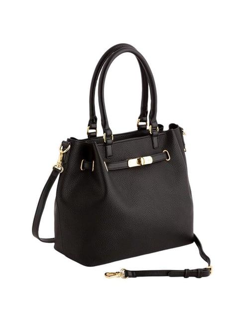 carpisa ermione v1 black faux leather solid handbag