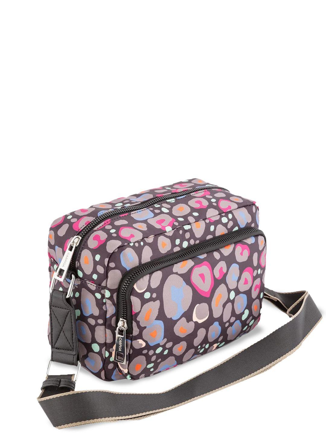 carpisa fabric geometric printed structured sling bag