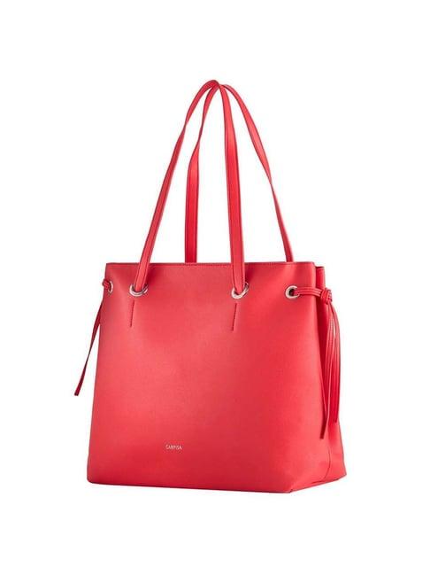 carpisa giulietta red solid medium tote handbag