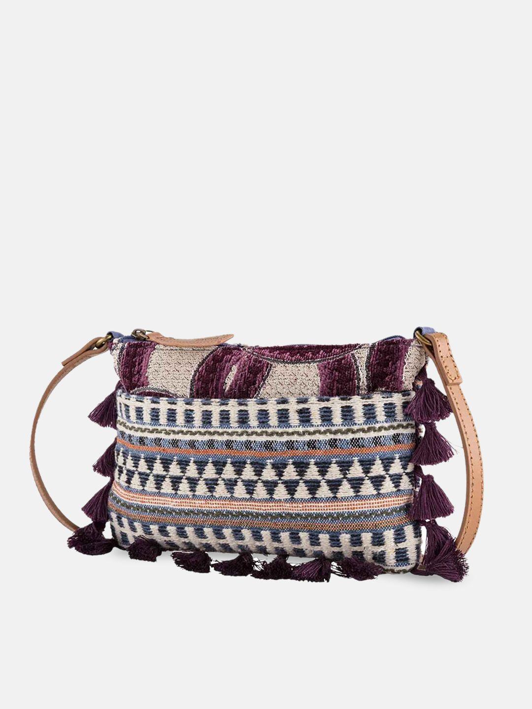 carpisa multicoloured geometric printed half moon sling bag