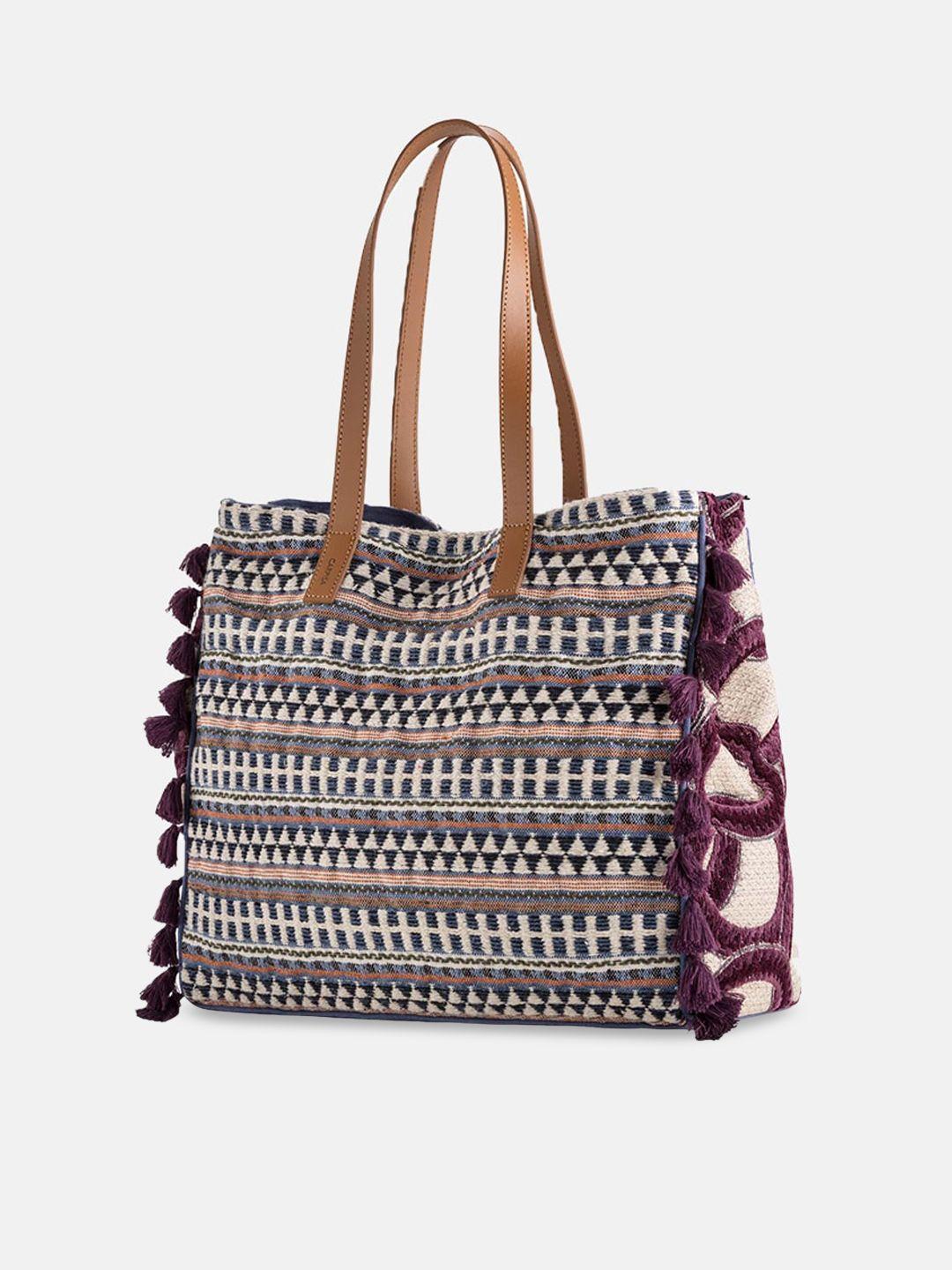 carpisa multicoloured oversized swagger tote bag with fringed