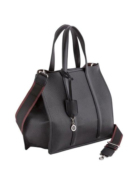 carpisa new waikiki black faux leather solid tote handbag