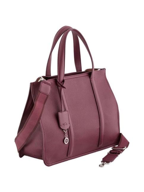 carpisa new waikiki plum faux leather solid tote handbag