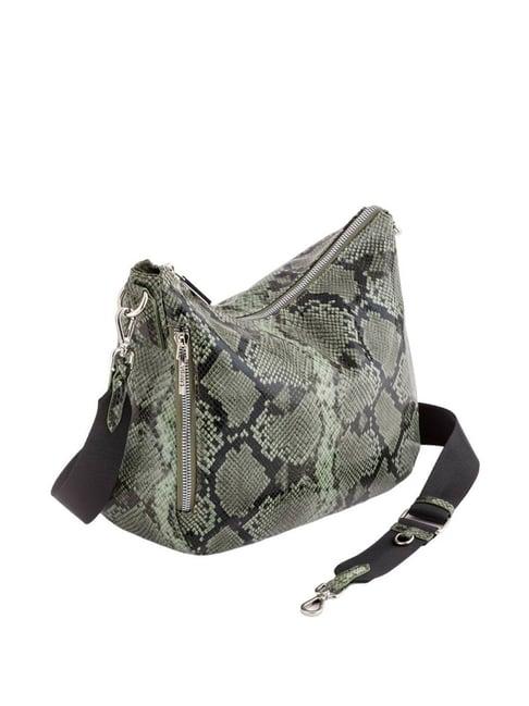 carpisa tamara sage green faux leather textured sling handbag