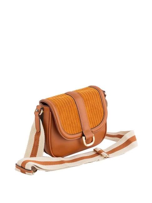 carpisa tan textured small sling handbag