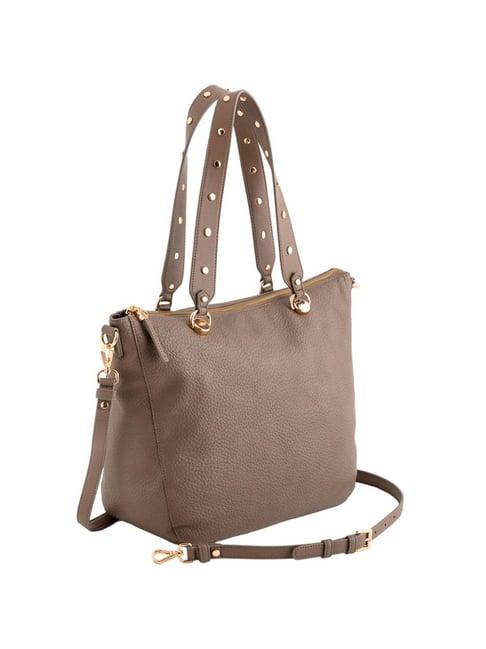 carpisa vanda taupe faux leather solid shoulder handbag