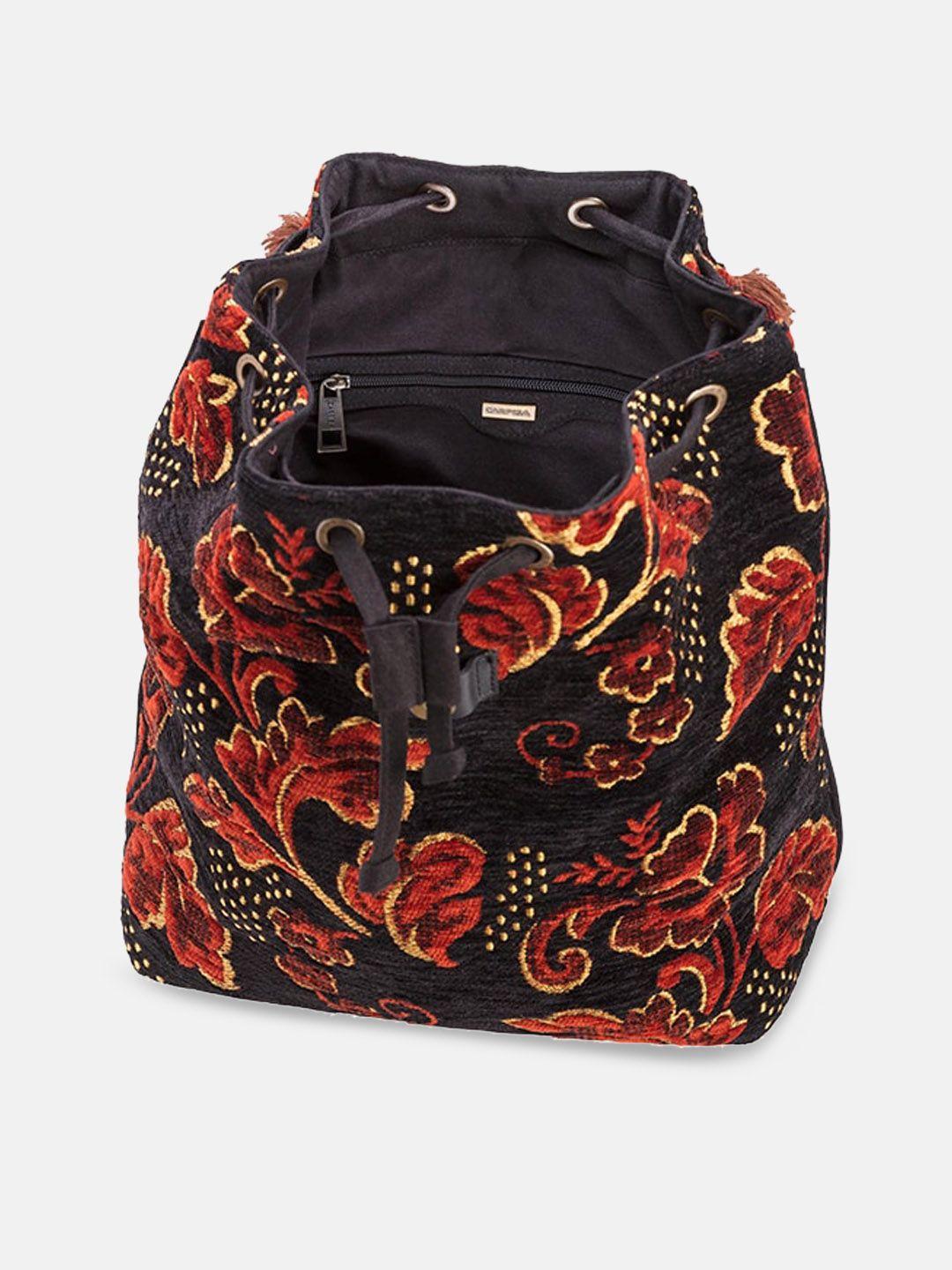 carpisa women black & red embroidered backpack