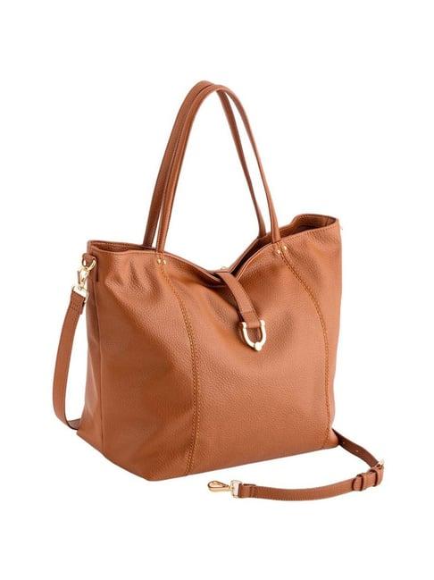 carpisa zenzero cuoio faux leather solid tote handbag