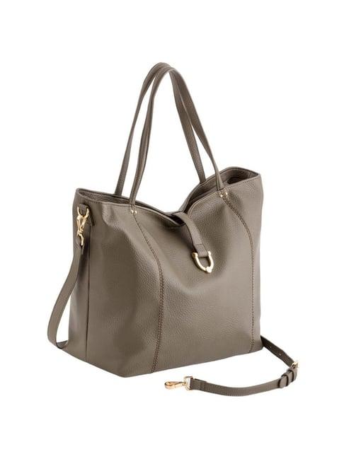 carpisa zenzero smoke grey faux leather solid tote handbag