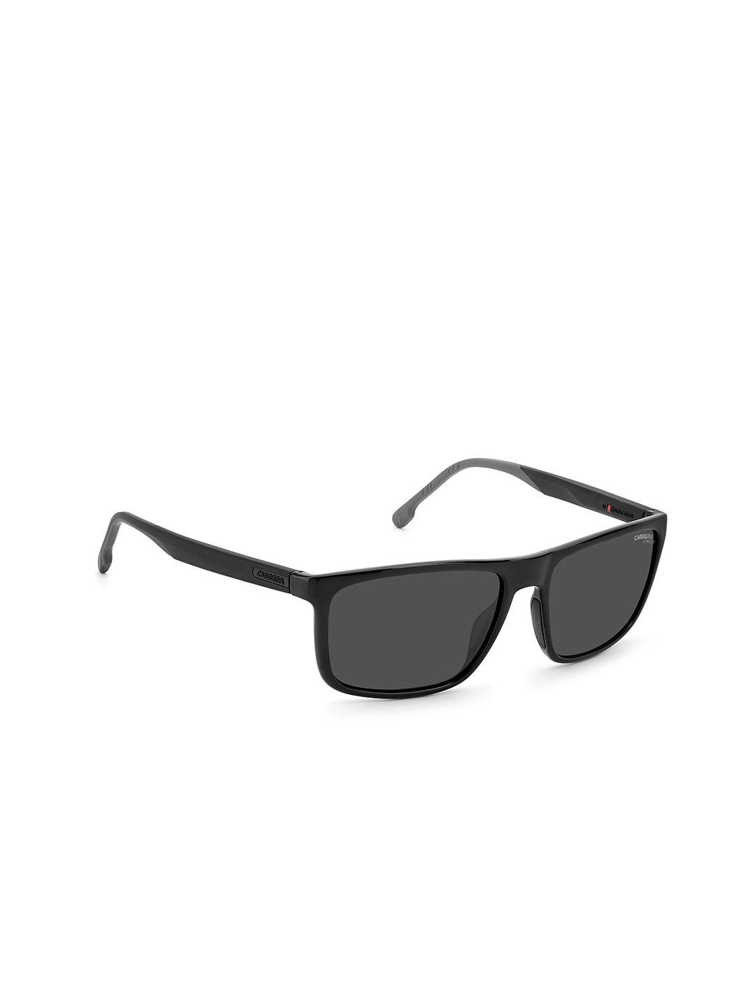 carrera men grey lens & black full rim square sunglasses