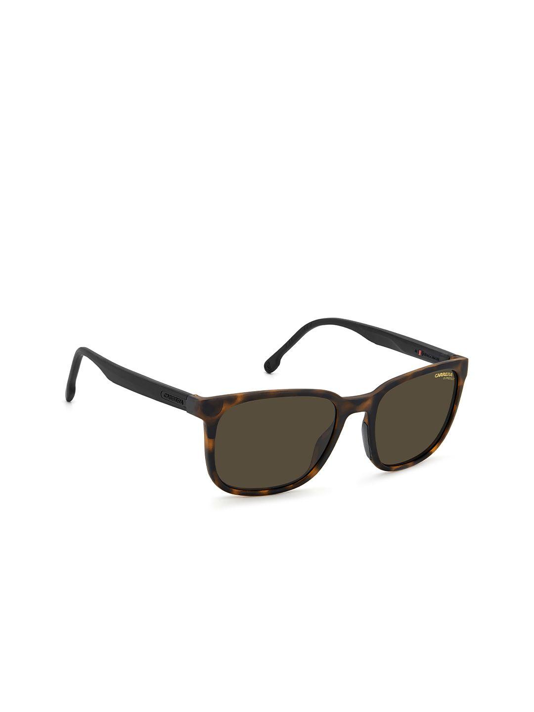 carrera men brown full rim rectangular sunglasses