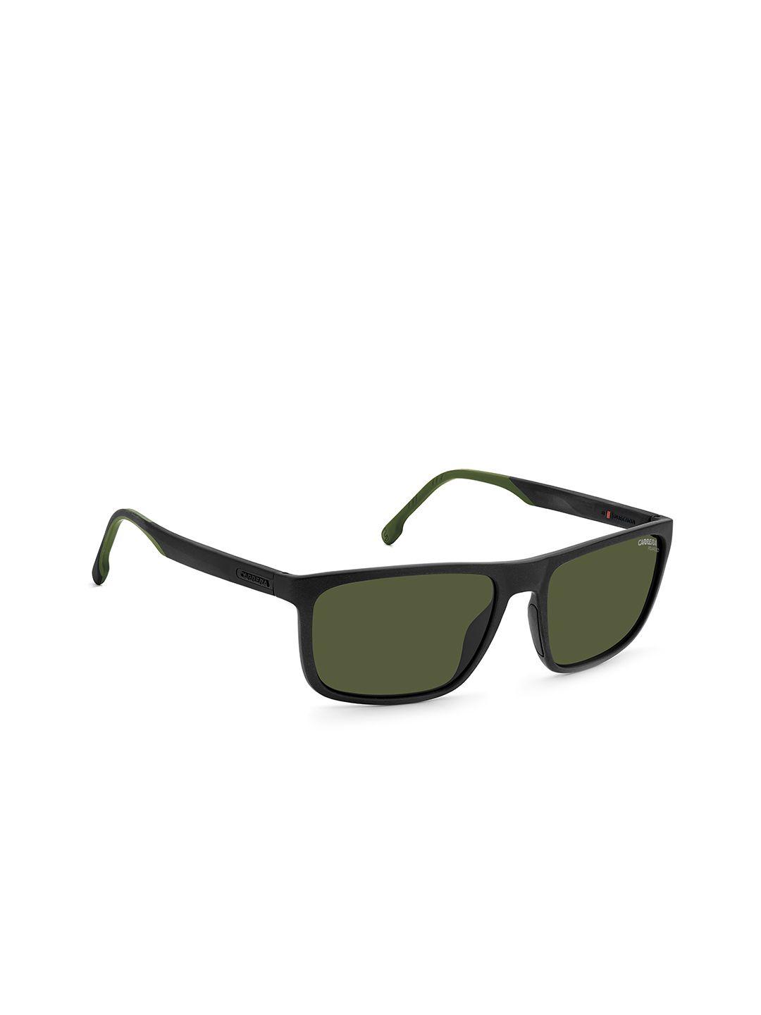 carrera men green lens & black rectangle sunglasses with polarised and uv protected lens