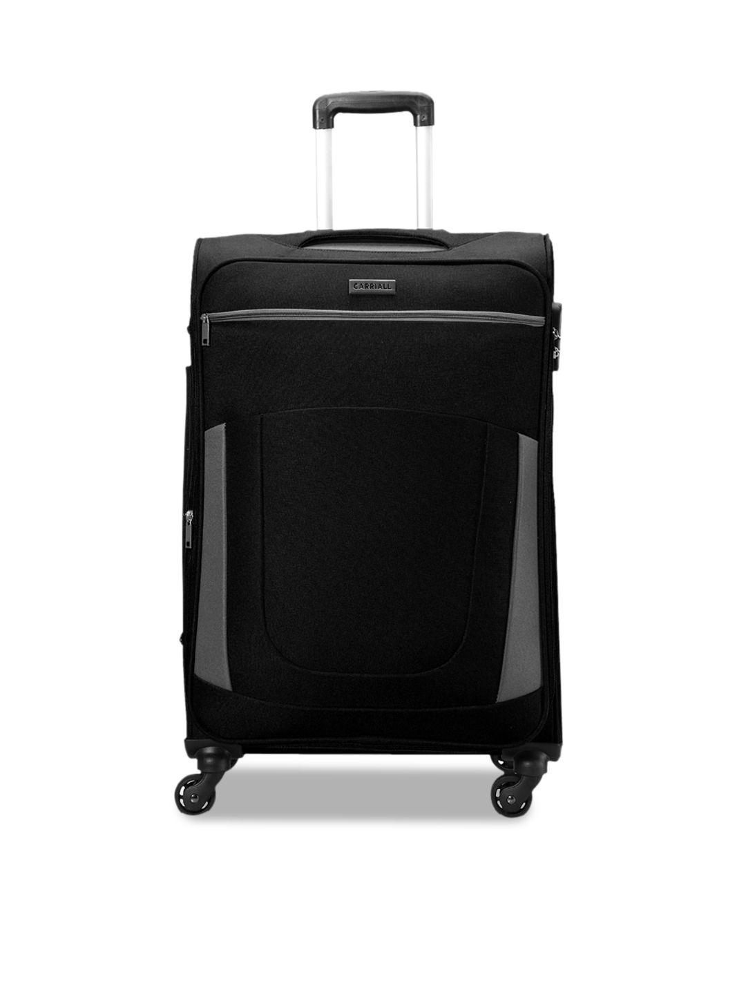 carriall black & grey solid soft-sided trolley suitcase