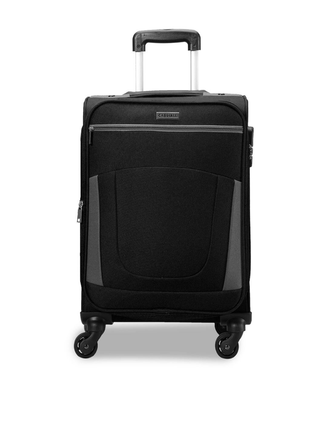 carriall black & grey solid soft-sided trolley suitcase