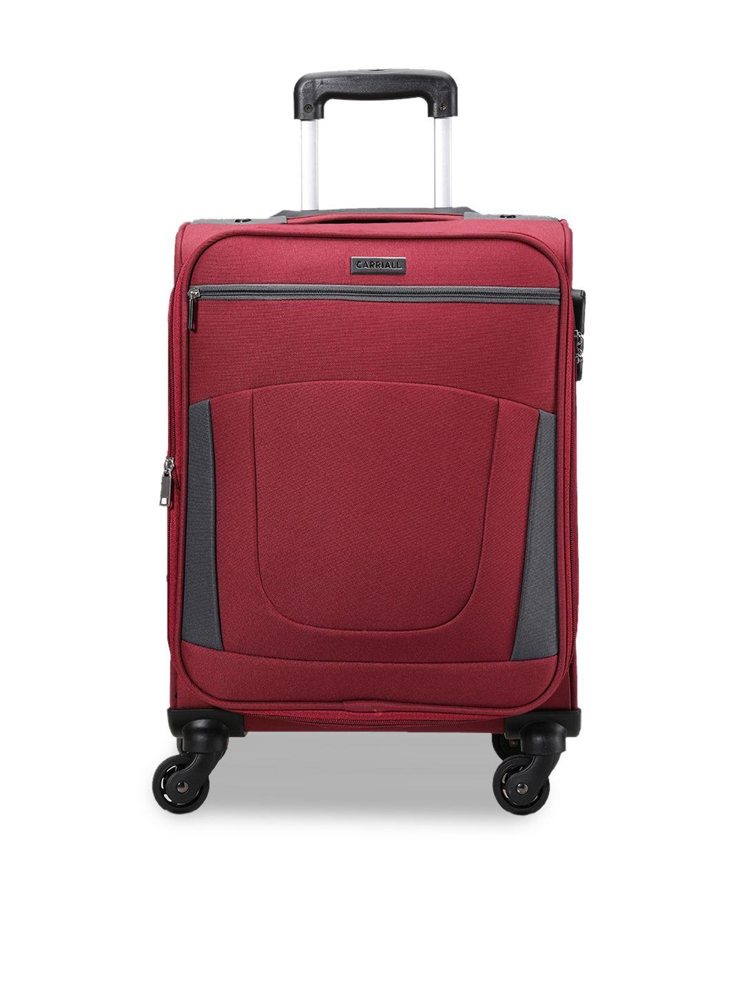 carriall red solid cabin soft luggage trolley suitcase