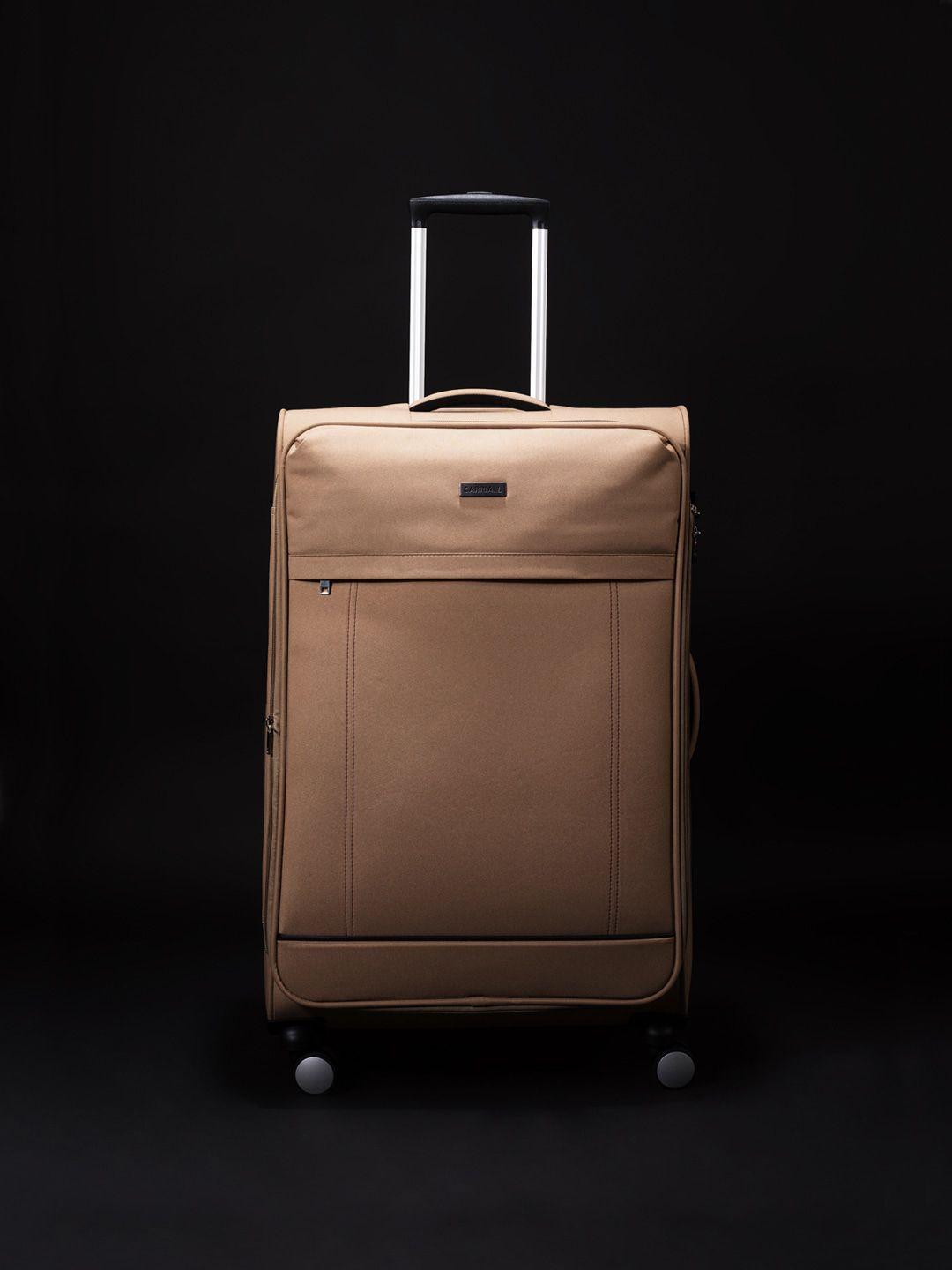 carriall beige solid soft-sided medium trolley suitcase