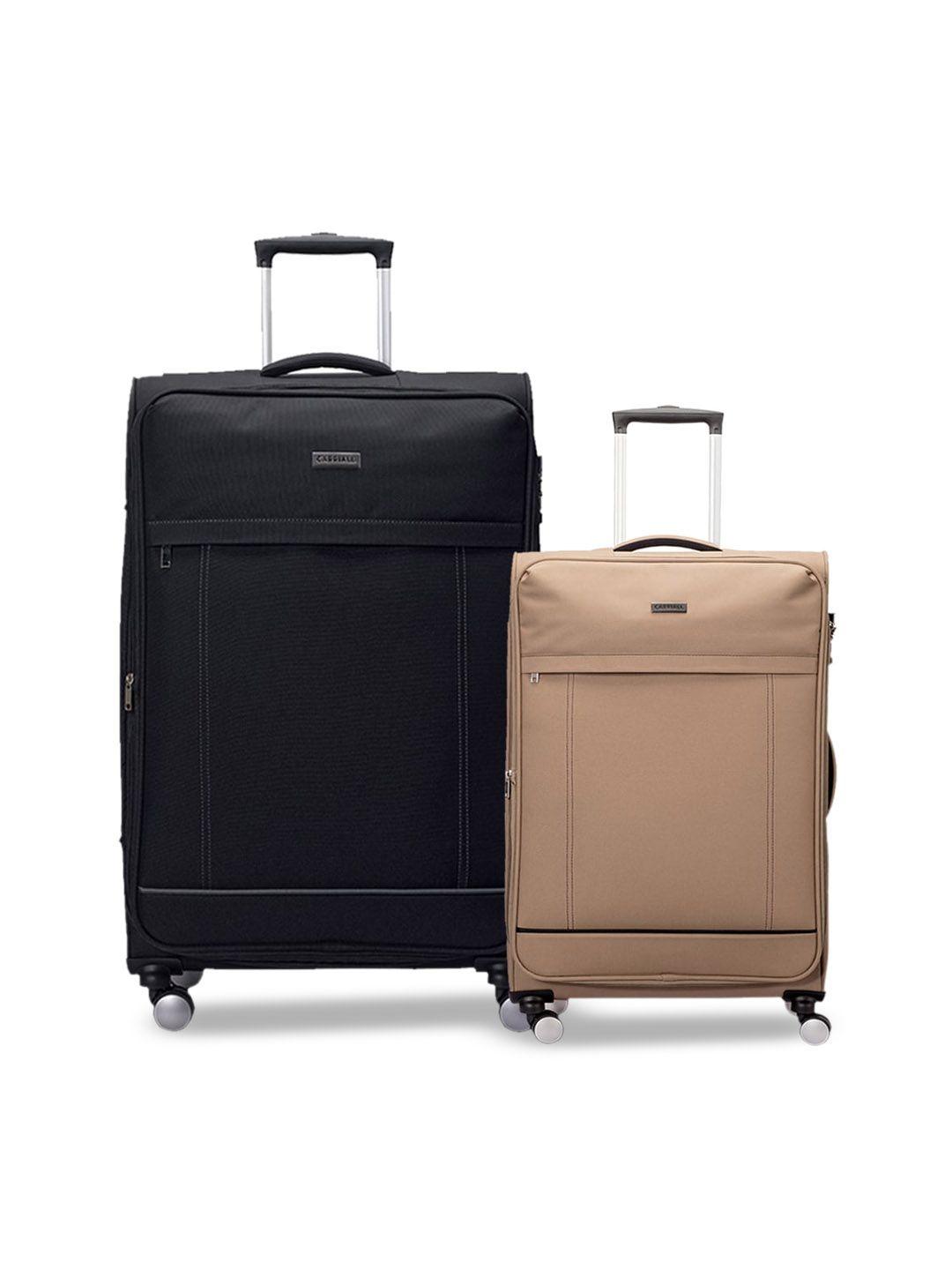 carriall black & beige carriall large & small combo set of 2 luggage