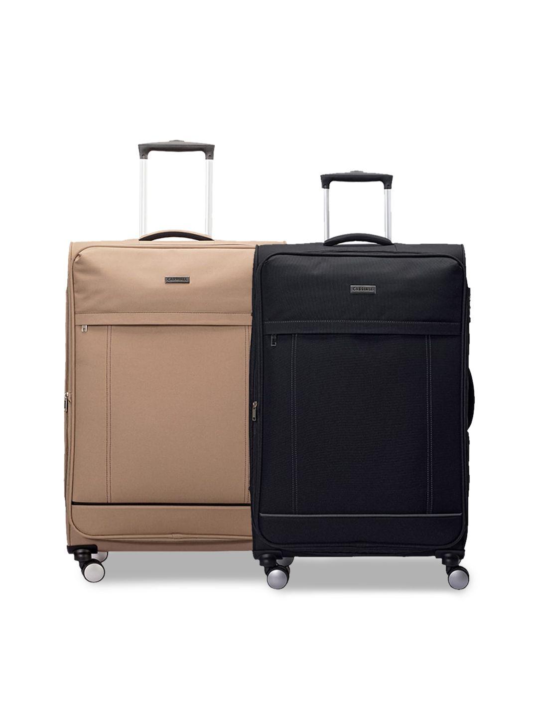 carriall black & beige large combo set of 2 luggage