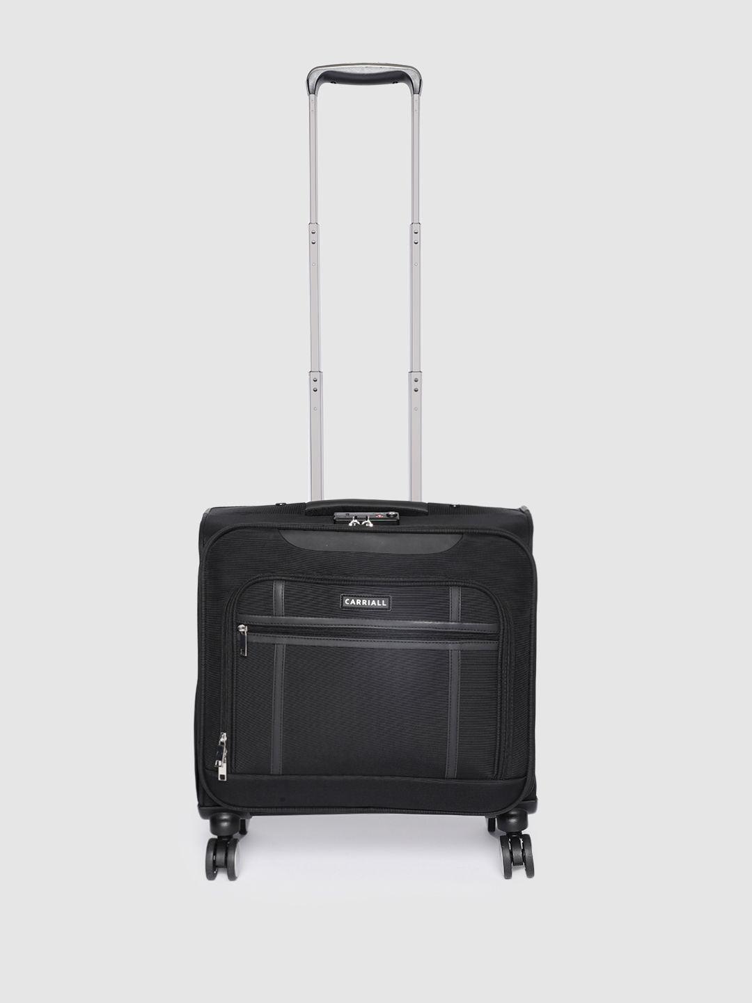 carriall black solid laptop roller case cabin trolley bag