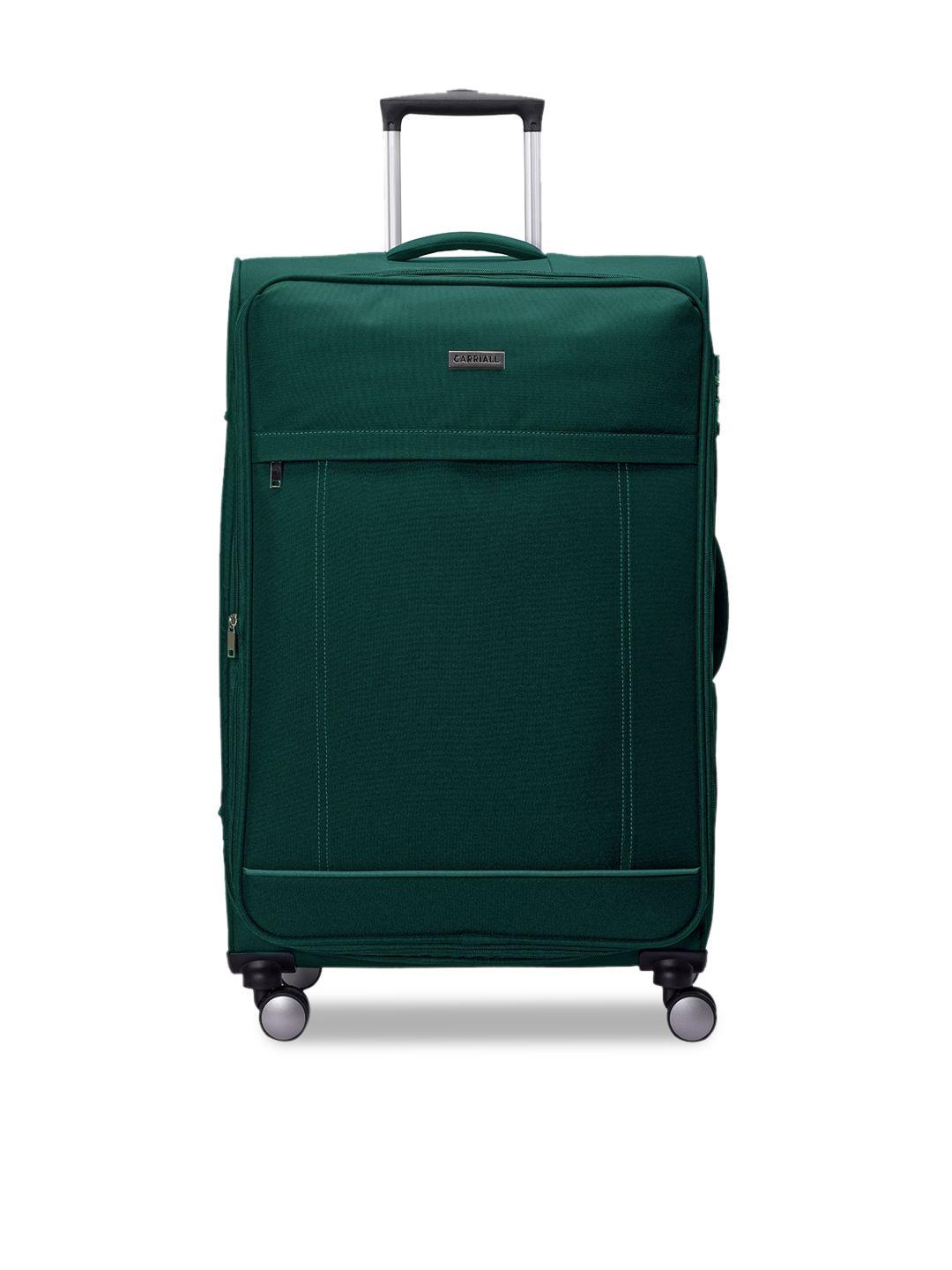carriall green solid soft-sided large trolley suitcase