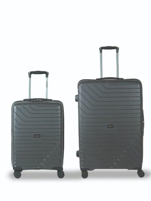 carriall grey 8 wheel medium & small hard checked luggage set of 2 - 46 cm
