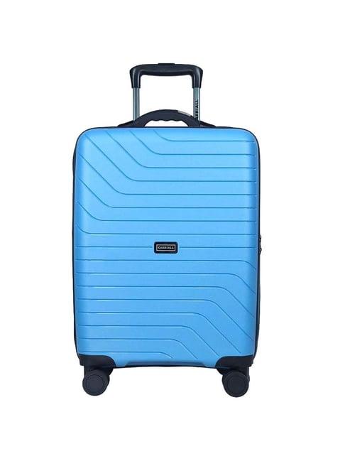 carriall groove blue striped hard cabin trolley bag - 55 cm