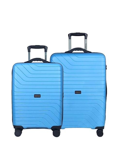 carriall groove blue striped hard trolley bag pack of 2 - 55cms & 65cms