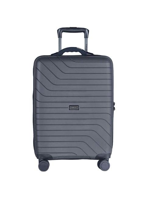 carriall groove grey striped hard cabin trolley bag - 55 cm