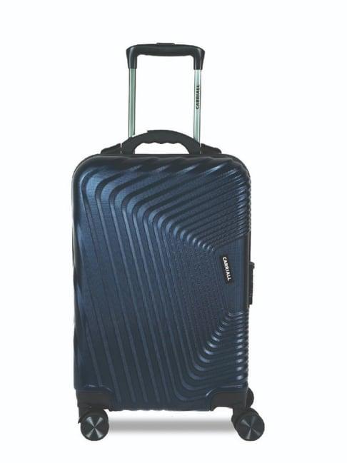 carriall navy blue 8 wheel small hard cabin trolley - 33 cm