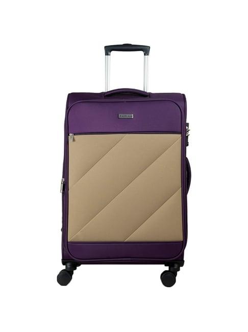 carriall purple 4 wheel medium soft cabin trolley - 42 cm