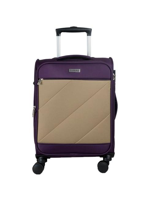carriall purple 4 wheel small soft cabin trolley - 36 cm