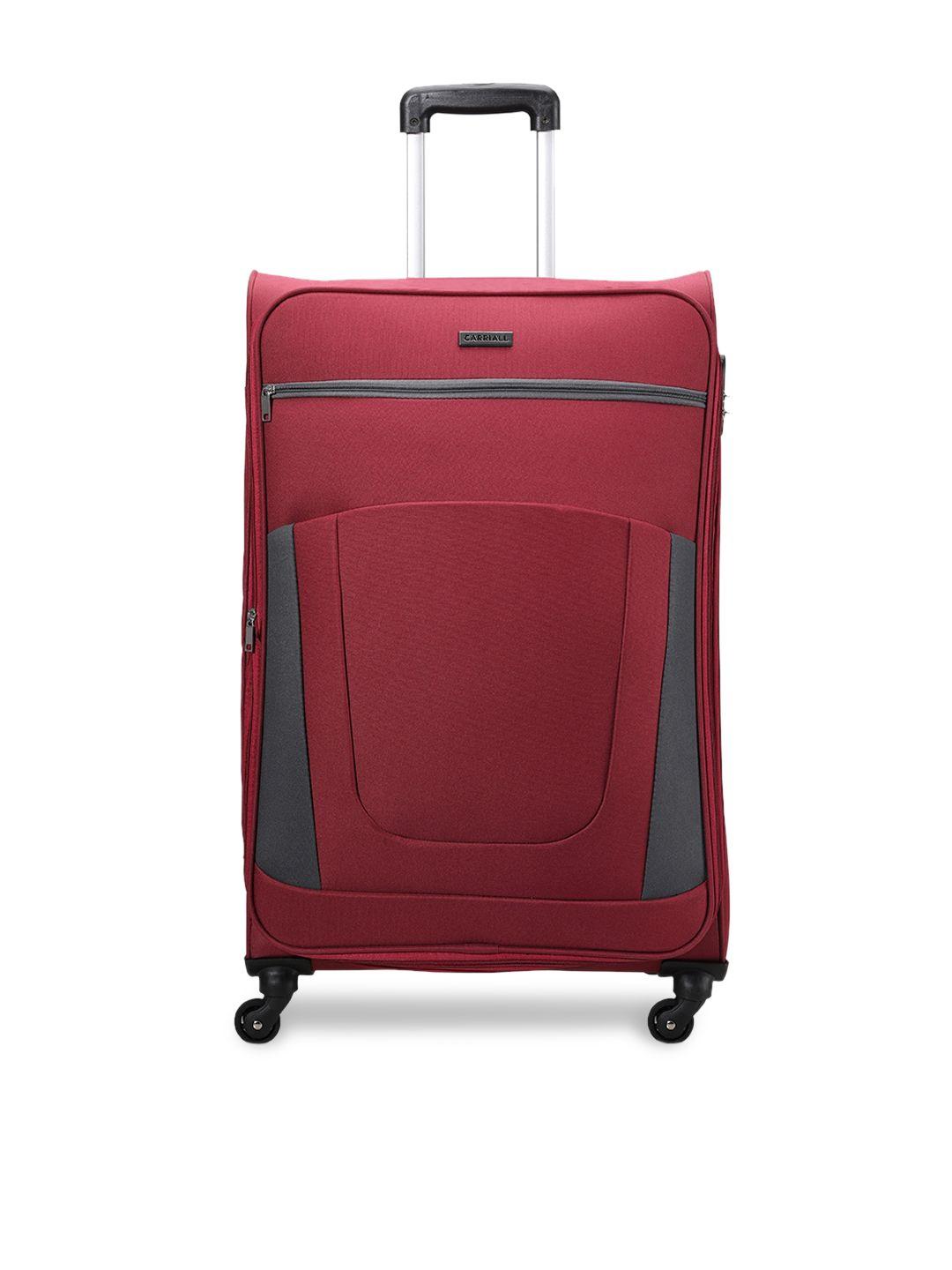carriall red solid expandable large trolly suitcase