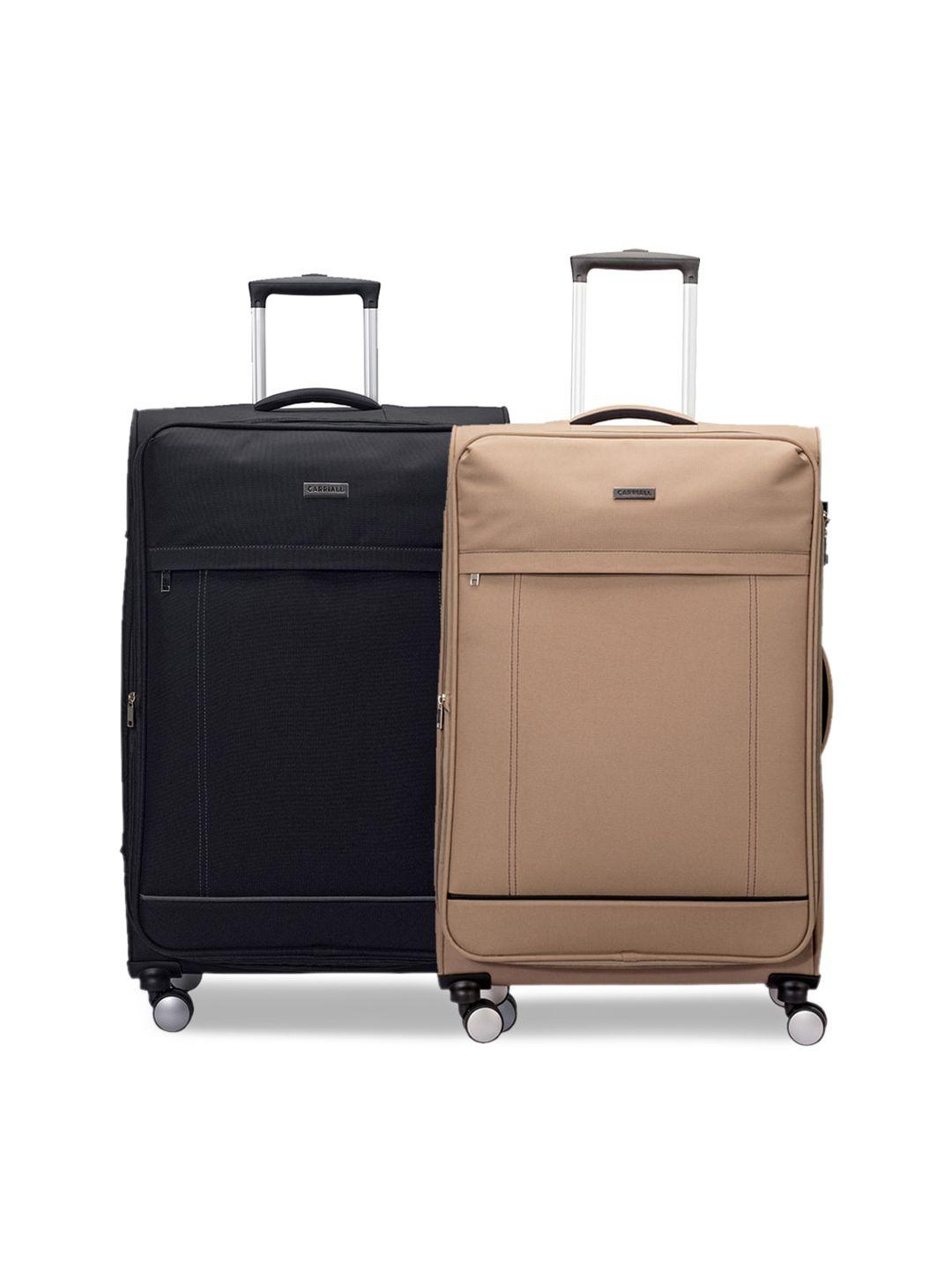 carriall set of 2 black & beige medium luggage