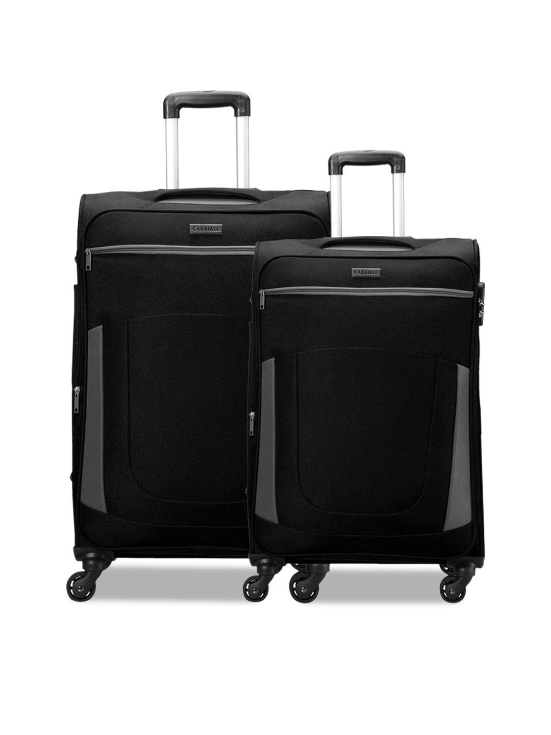 carriall set of 2 black solid soft-sided trolley bag