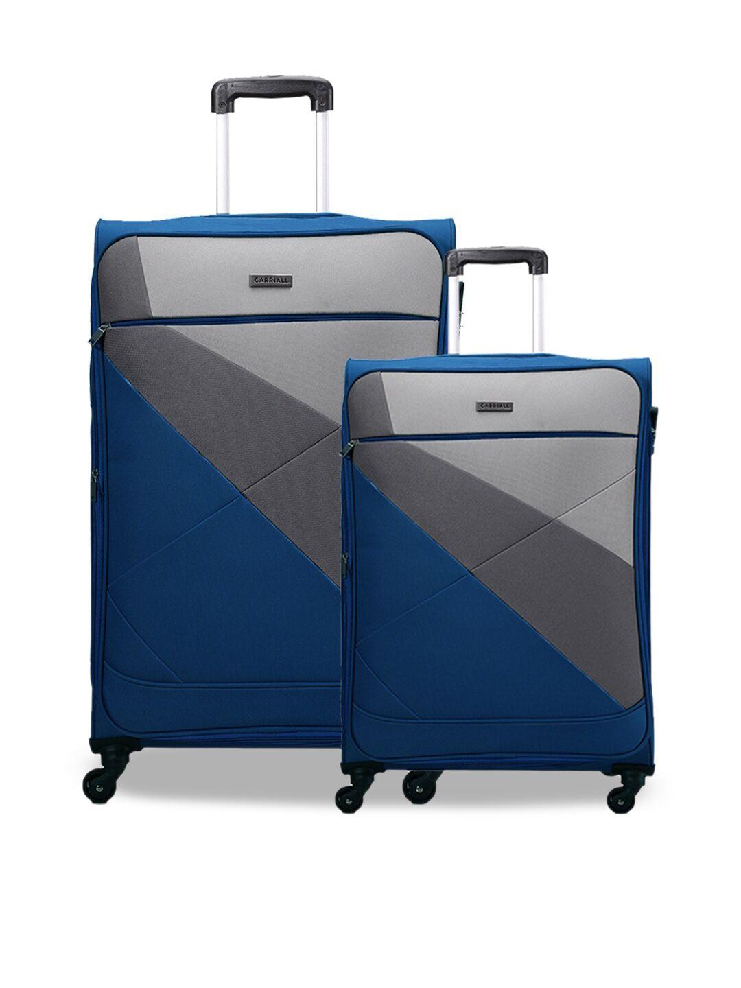 carriall set of 2 navy blue
solid soft-sided trolley suitcases