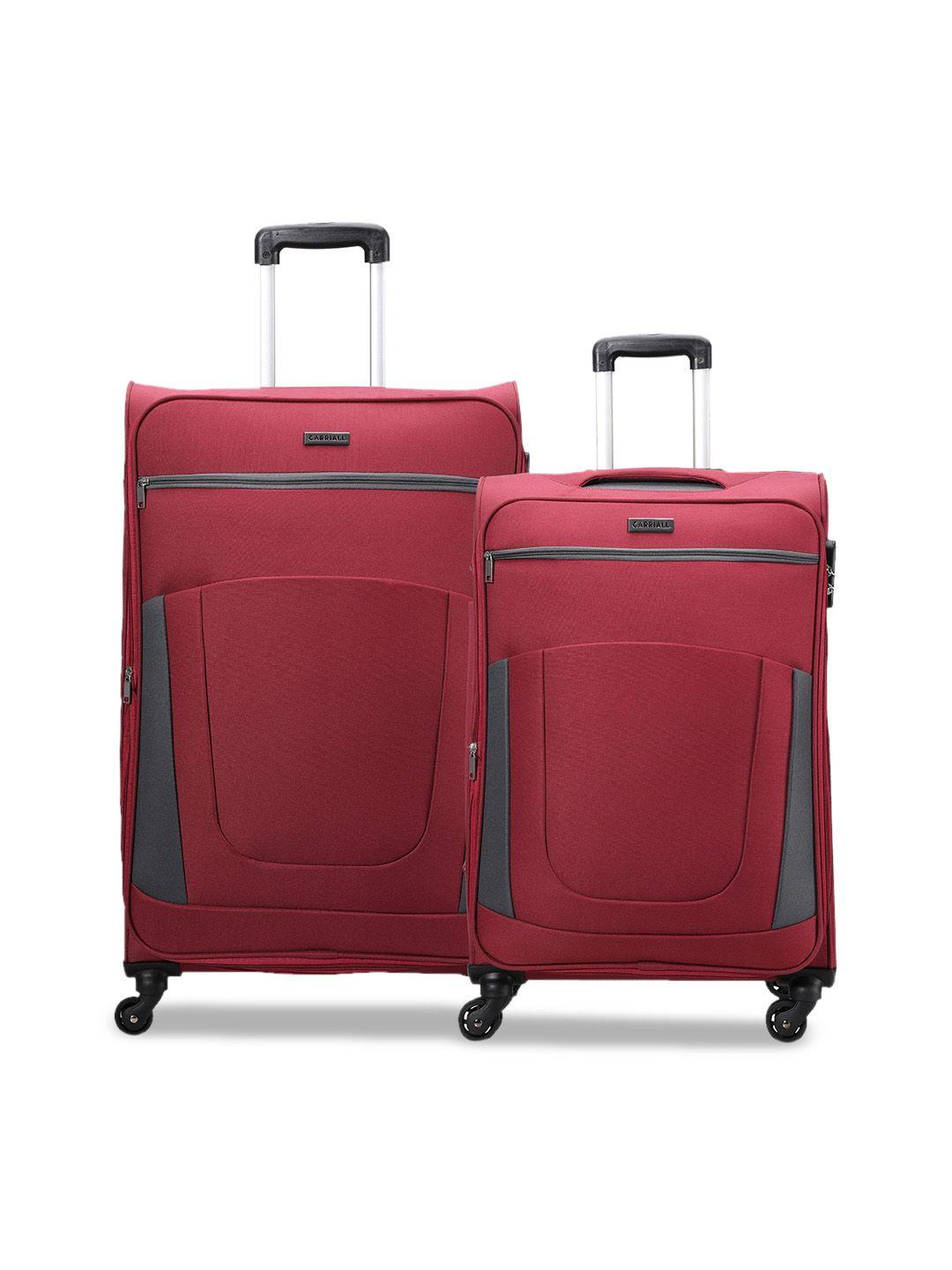 carriall set of 2 red solid soft-sided trolley suitcases