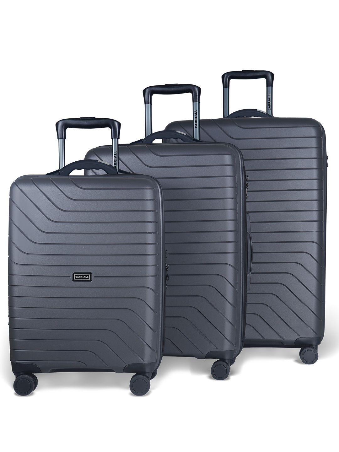 carriall set of 3 textured hard-sided trolley bags