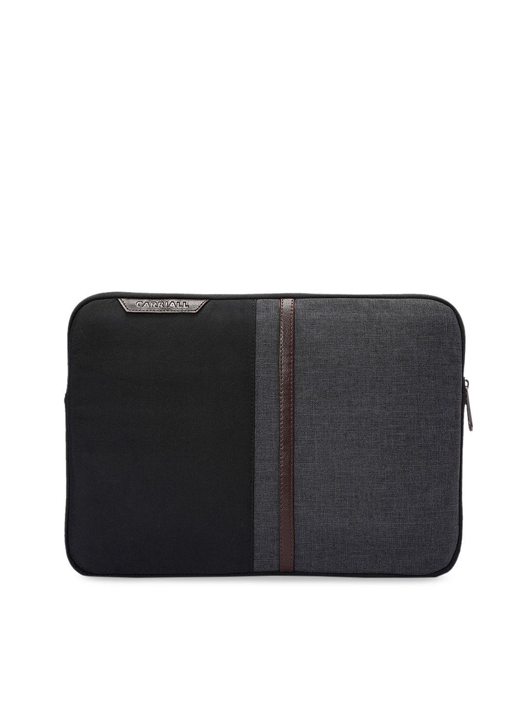 carriall unisex black & grey colourblocked 15 inch laptop sleeve