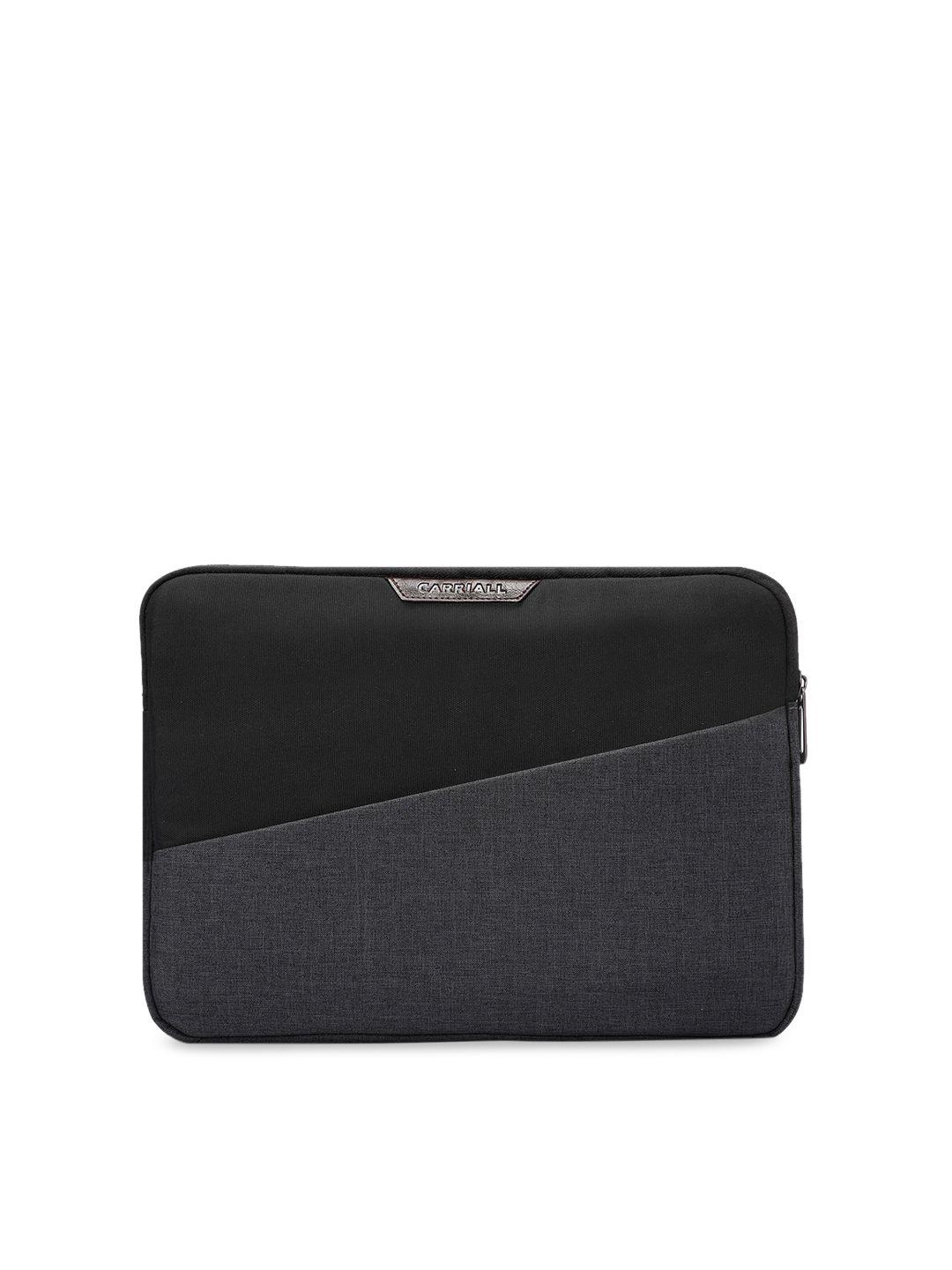 carriall unisex black & grey colourblocked 16 inch laptop sleeve