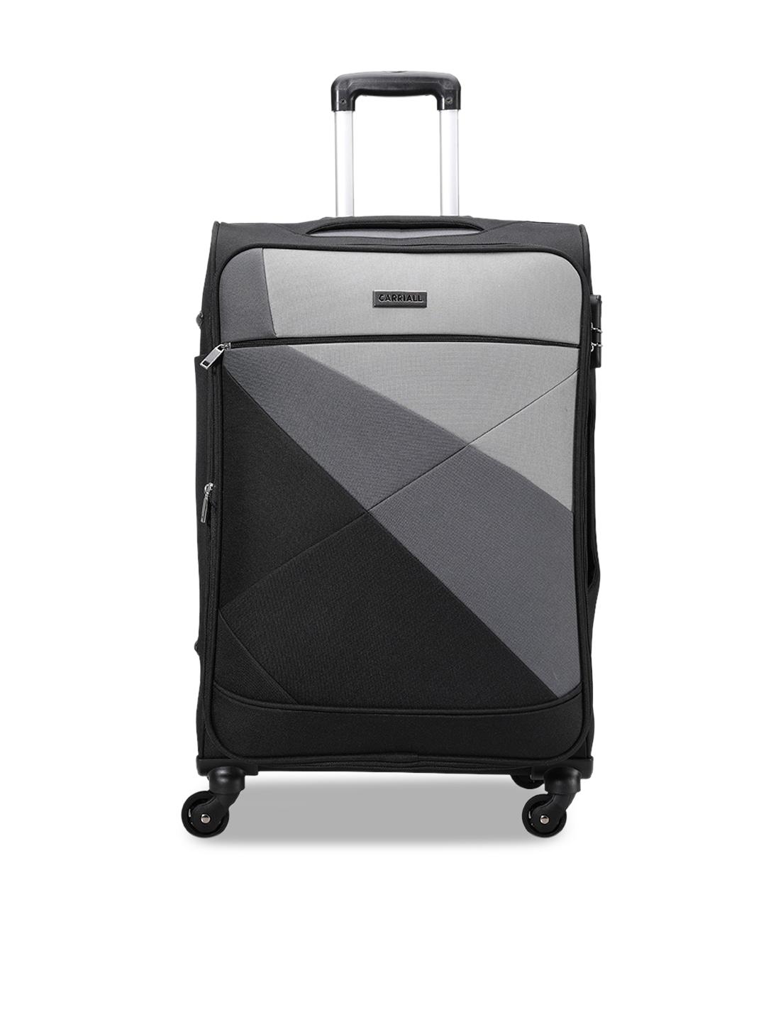carriall unisex black vista medium-sized check-in trolley suitcase