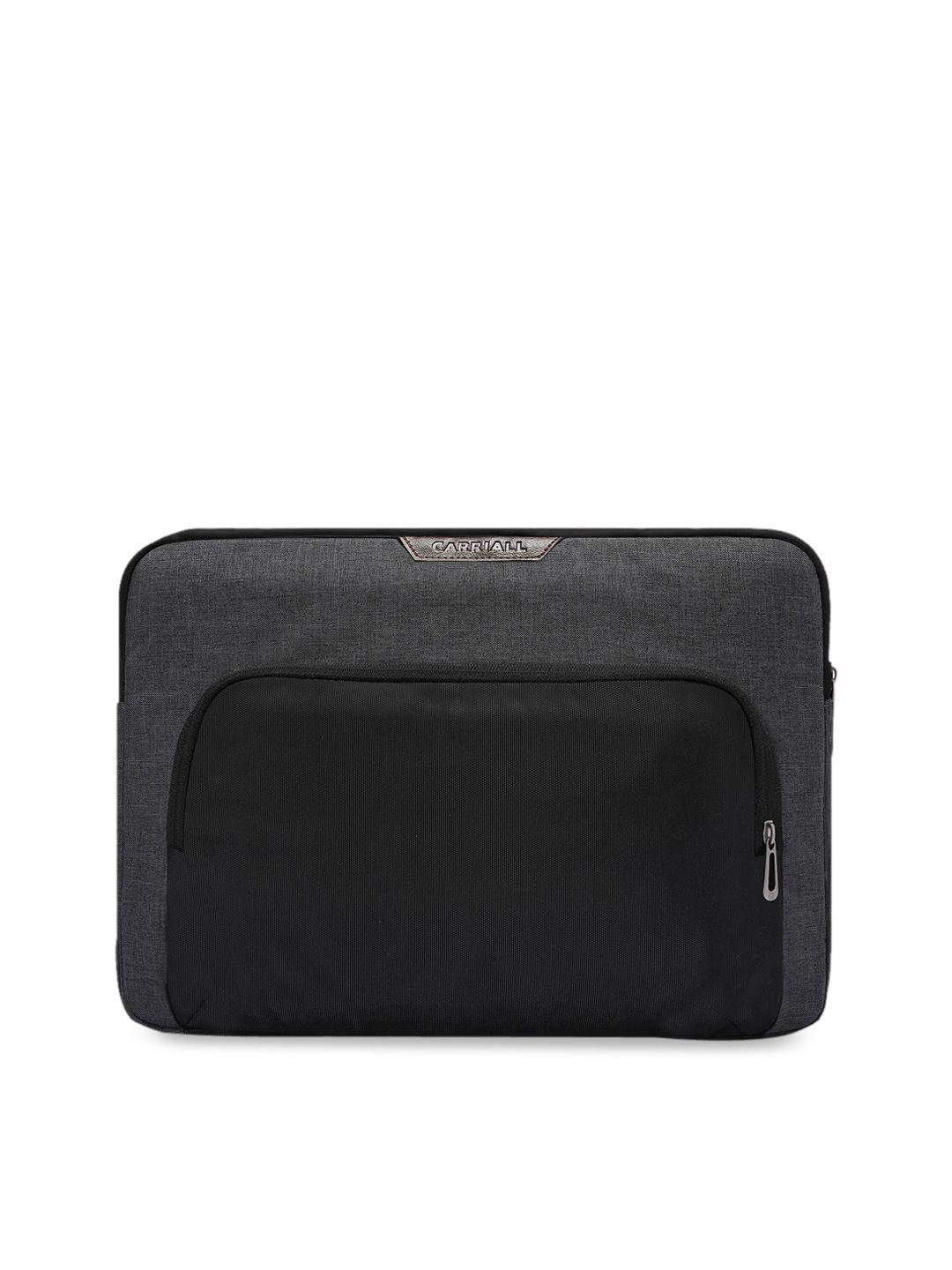 carriall unisex charcoal grey & black solid 15 inch laptop sleeve