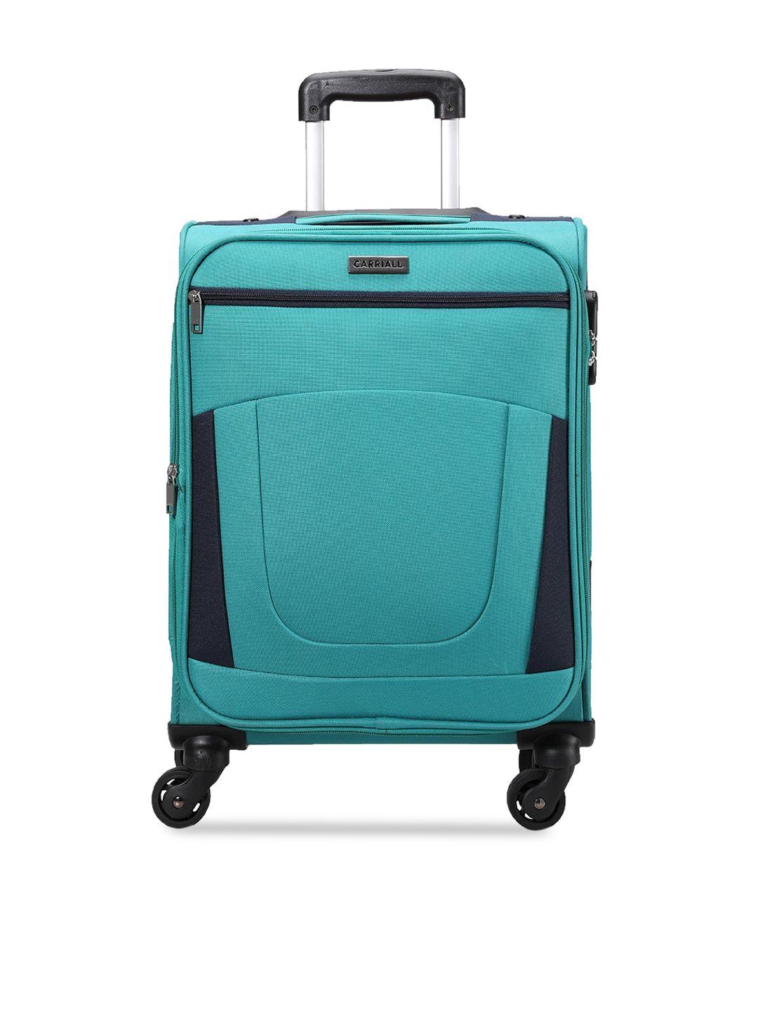carriall unisex green solid cabin trolley suitcase
