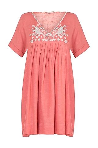 carrot embroidered pleated tunic