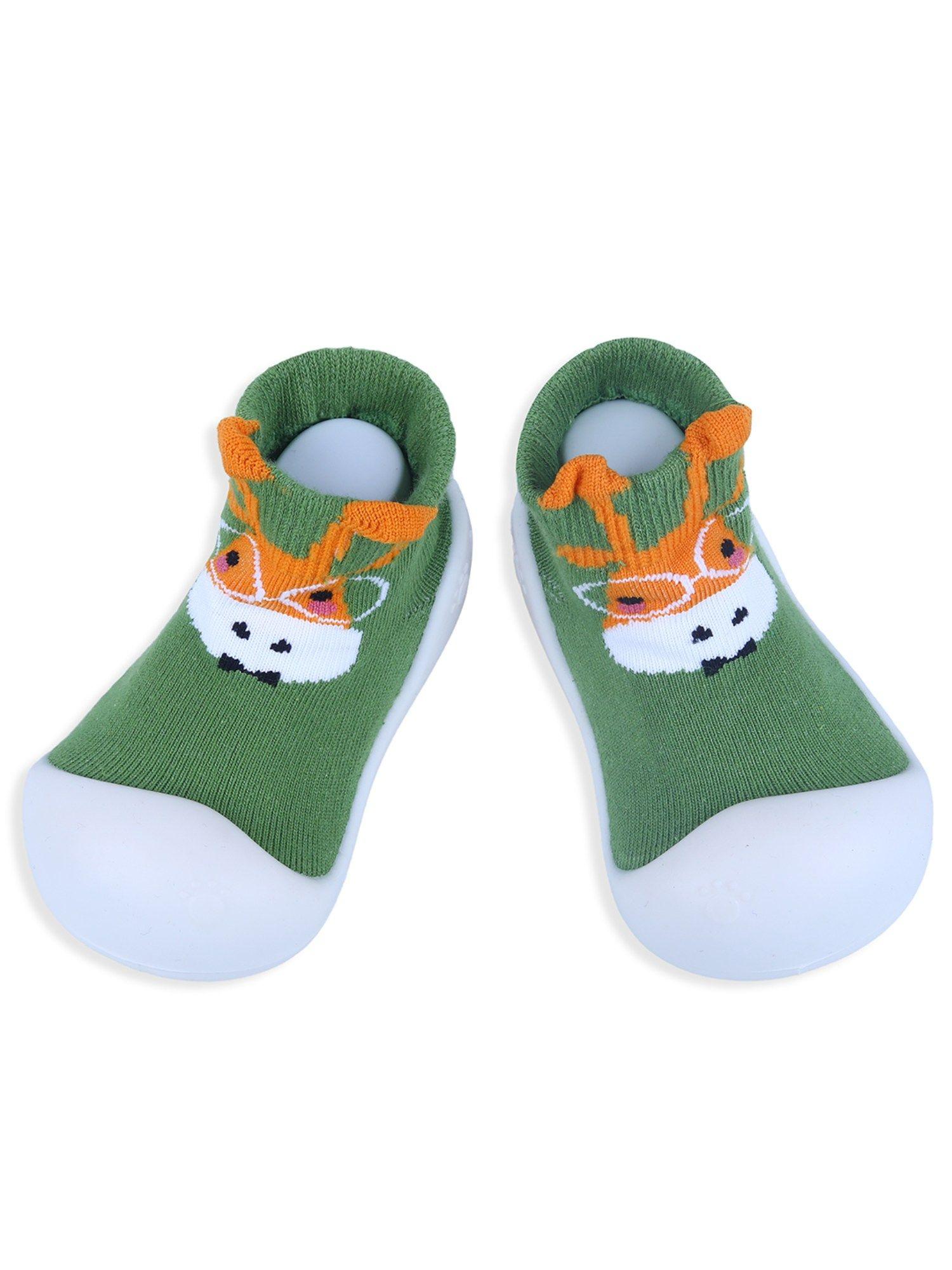 cartoon-animal-rubber-comfortable-sole-slip-on-sock-shoes---green